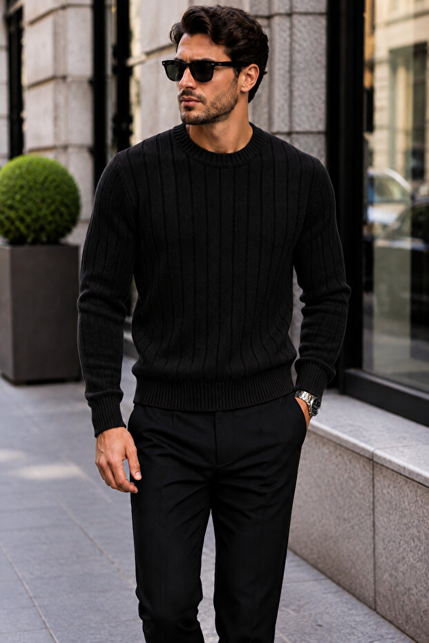 Men's Thick Ribbed Basic Sweater