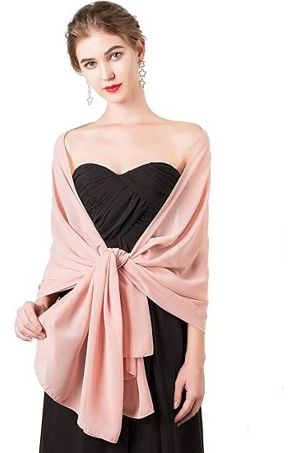 Chiffon scarf pink 175x70cm lightweight silky women's.
