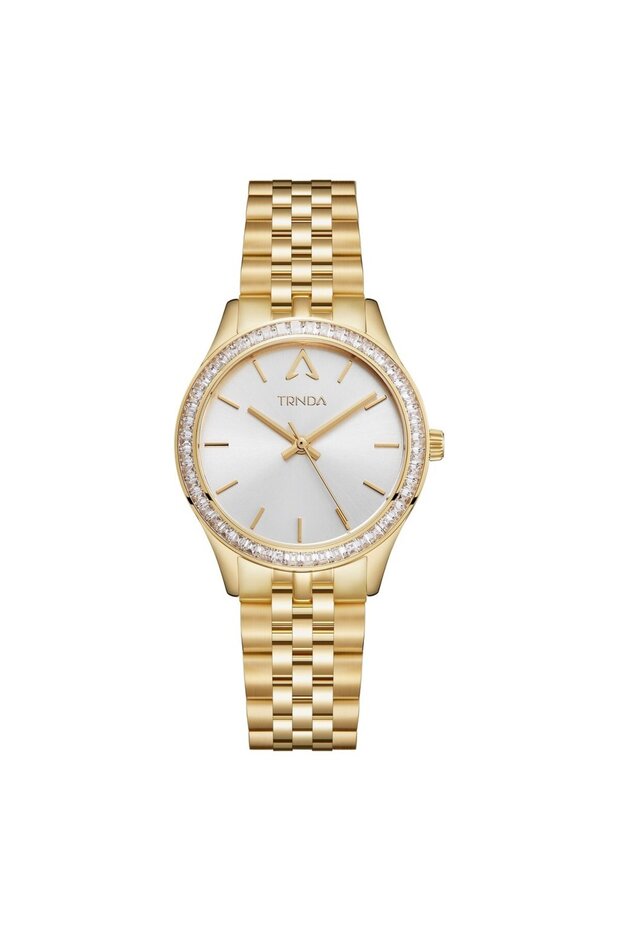 Women's Gold Stainless Steel Watch, Silver Dial | Trn32g