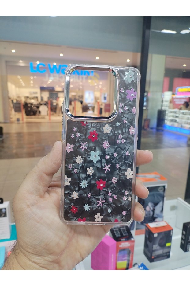 Xiaomi Redmi Note 14 Compatible Daisy Shine Stone Flower Pattern Shiny Case
