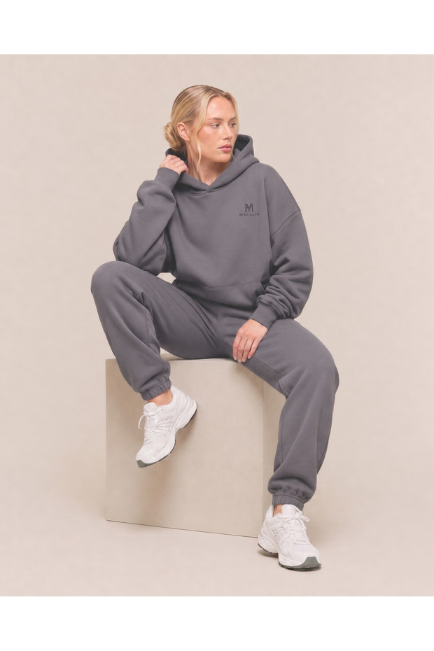 Women's m a C K L I N Logo Chest Printed Oversize 3 Thread Hooded Tracksuit Set