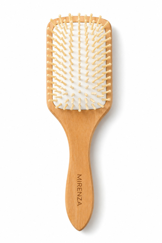 Bamboo Tip Hair Detangling Brush - Antistatic, Wooden Comb with Scalp Massage Effect