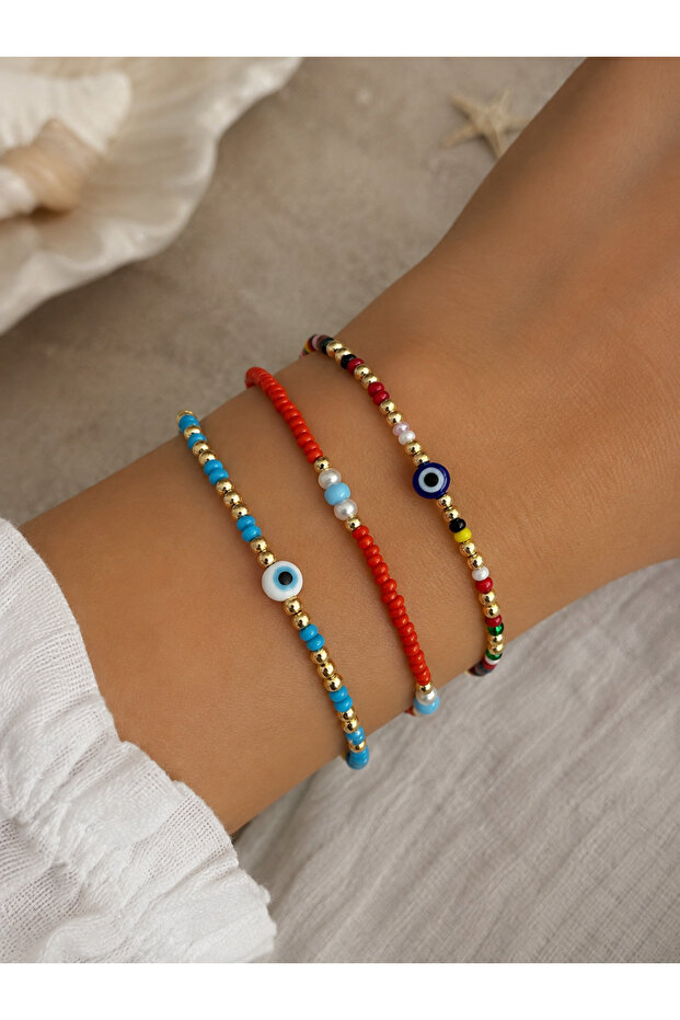Summer Candy Evil Eye Beaded Colorful Miyuki Bracelet Set
