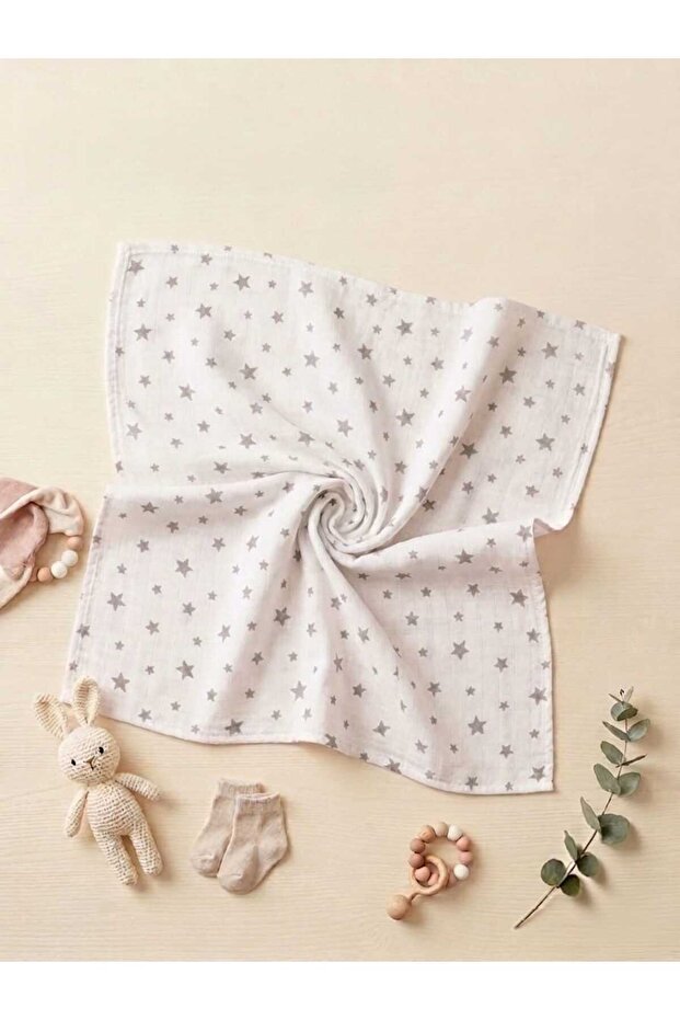 Gray Star Baby Muslin Blanket - 80X90 cm