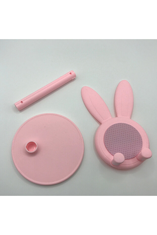 Pink Lovely Rabbit Mobile Phone Holder Desktop Cell Phone Stand Adjustable Smartphone Bracket For iP
