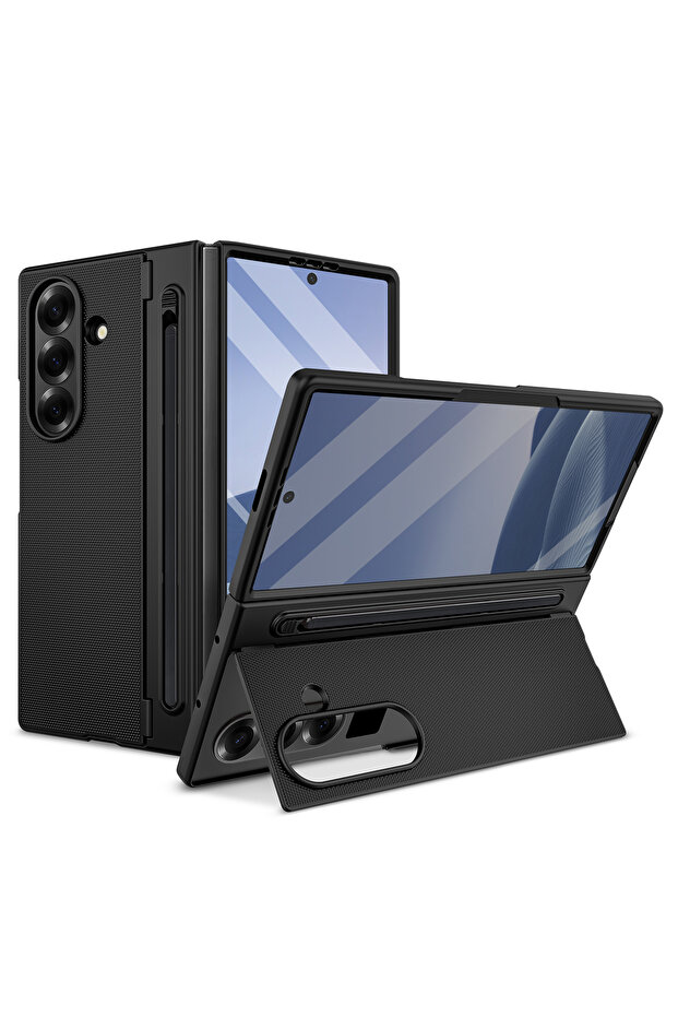 Galaxy Z Fold7 black Lightweight Z Fold 7/6 Phone Case with Built-in Stylus, Kickstand and High Scre