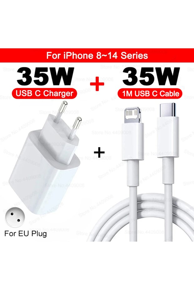 EU For iOS 1M Cable Original 35W Fast Charger Type C Data Cable For iPhone 11 12 13 14 15 16 17 Pro