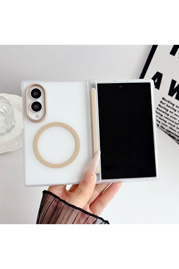 Galaxy Z Fold 8 Gold Luxury Frosted Translucent Magnetic Phone Case for Z Fold 8 Ultra Fold8 Z Fol