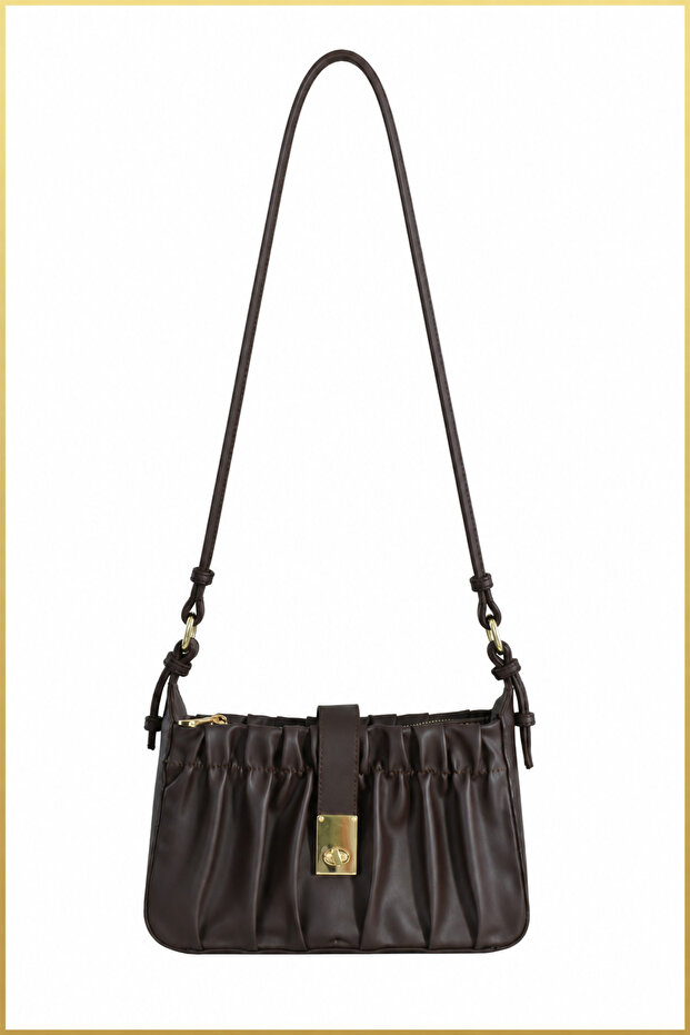Rima Women's Drawstring Model Buckle Detailed Hand and Shoulder Bag - Brown