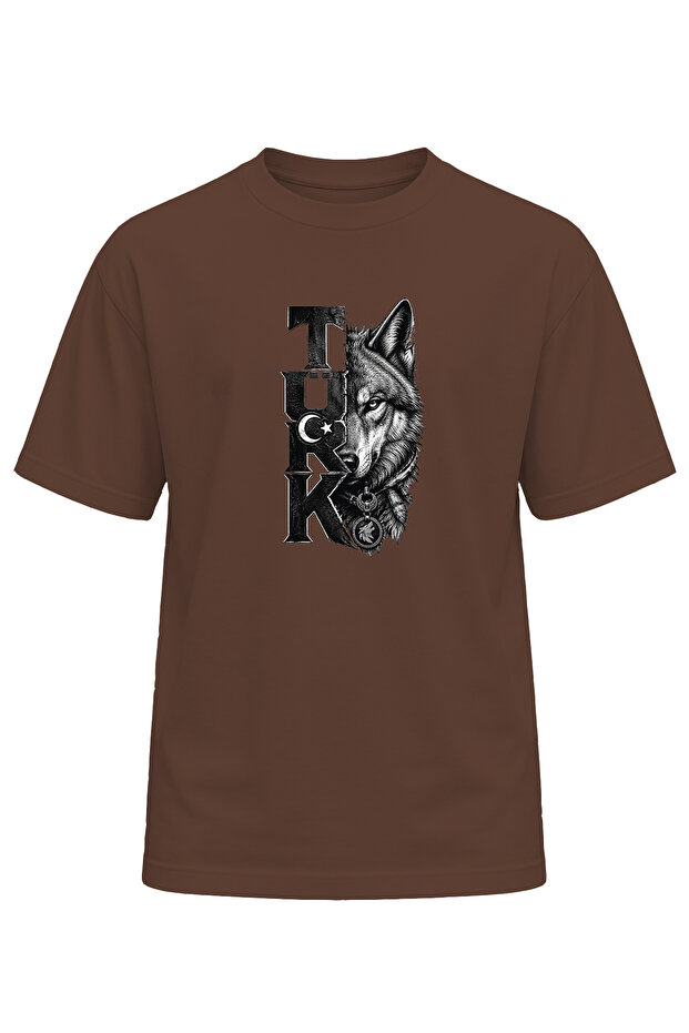 Unisex Turkish Wolf Printed T-Shirt – Special Design T-Shirt with Wolf Pattern and Turkish Text with Moon and Star Design