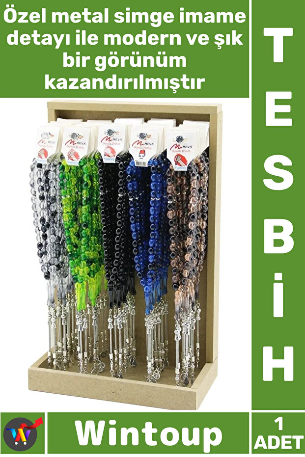# Tesbih Gift Daily Use Stylish Metal Imami Flexible 33-Piece Acrylic Elastic Fishing Line String Large Pocket Tesbih