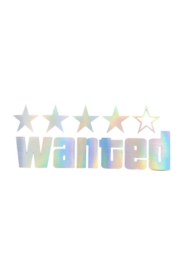 Wanted Written Hologram Effect Glass Sticker 20X9Cm