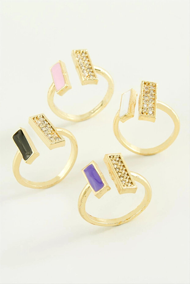 Rectangular stone enamel joint ring