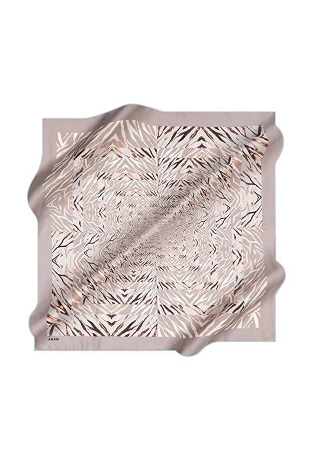 Tivil Silk Scarf Gray Geometric Pattern