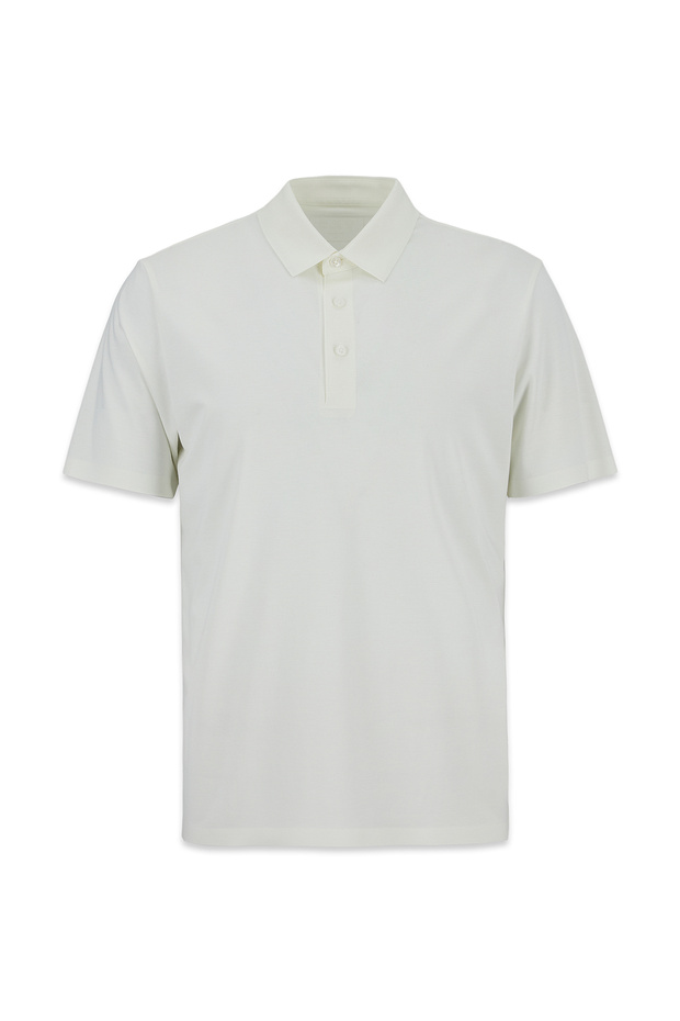 Seamless Regular Fit Polo Collar Knitted Lyocell Silk Blend T-Shirt