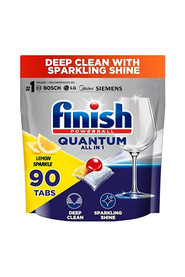 Finish Powerball Quantum Dishwasher Detergent, Lemon Sparkle Scent, 90 Tabs