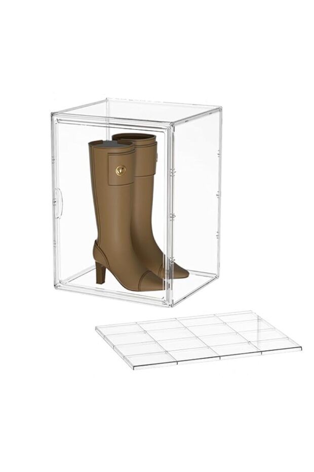 Premium XX-Large Clear Stackable Storage Box Organizer with Magnetic Door, Durable Boot Container for Closet and Home Organization
