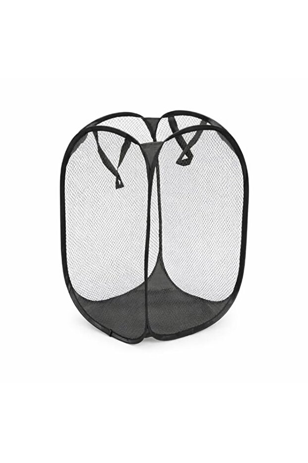 GULFSELECT Collapsible Laundry Basket Small, Pop Up Foldable Mesh Laundry Hamper with Handles, Laundry Bag for Clothes Storage (Black Medium Square)
