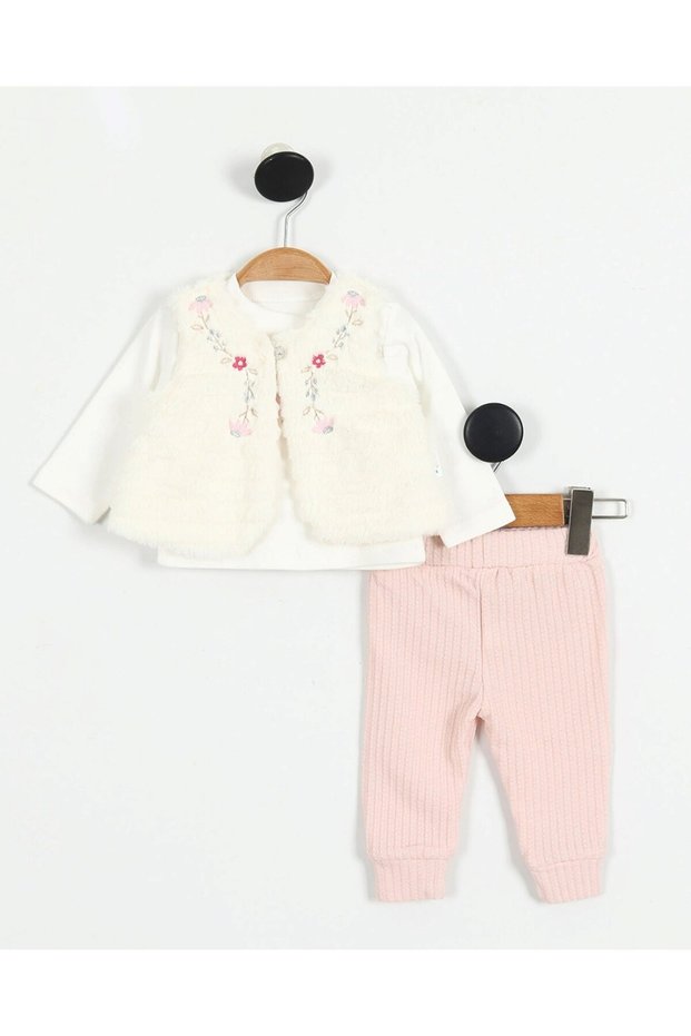 Baby Girl Plush Vest, 3-Piece Seasonal Stylish 1-2-3 Year Old Stylish Top and Bottom Set