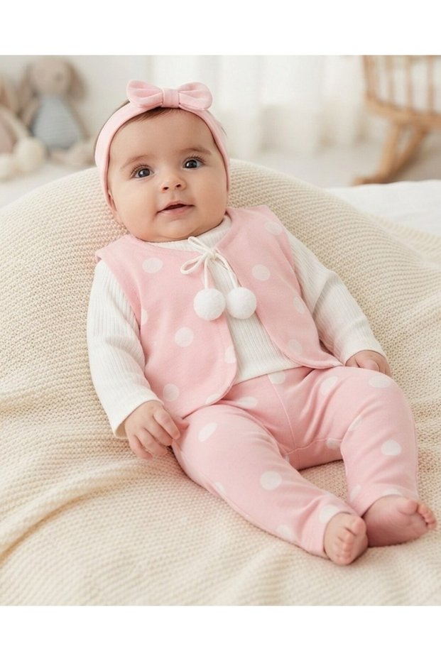 Baby Girl Polka Dot Bandana Vest 3-Piece 3-6-9-12-18 Months 4-Piece Stylish Baby Set