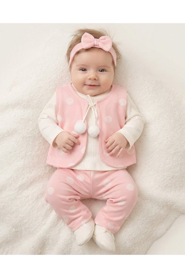 Baby Girl Polka Dot Bandana Vest 3-Piece 3-6-9-12-18 Months 4-Piece Stylish Baby Set