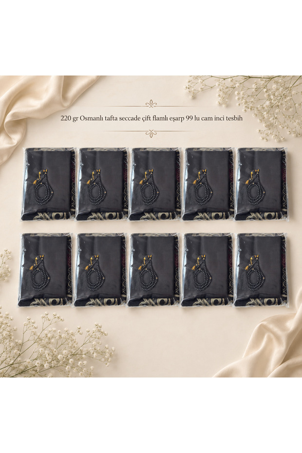 10 Pcs Esarp Prayer Mats, 99 Pcs Glass Pearl Prayer Beads, Mixed Colors, 5 Pcs with 10 Pcs Options, for Mawlid and as Gifts.