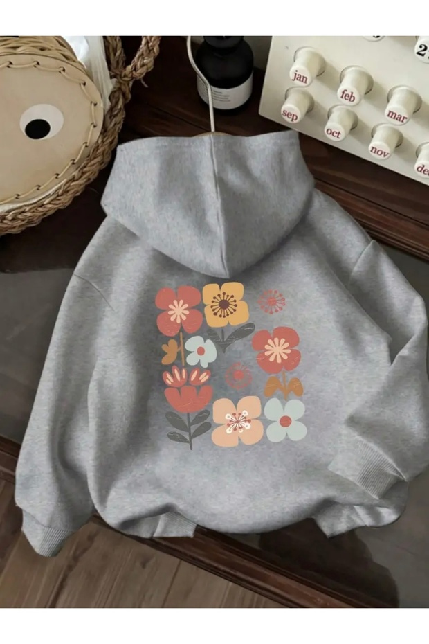 Sirt Cicekler Printed Oversized Unisex Women'S/Men's Hooded Sweatshirt