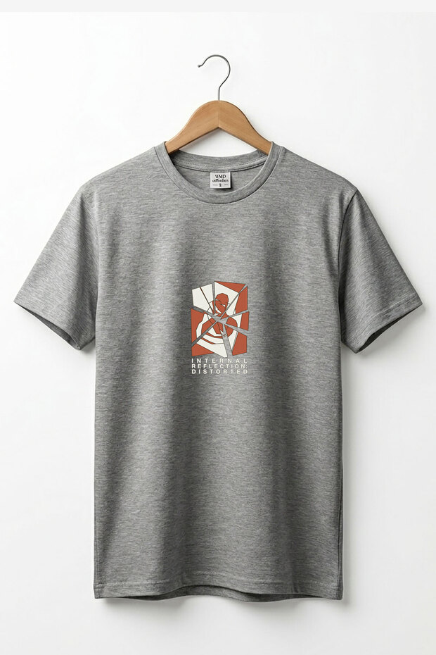 Internal Reflection Printed Minimalist Abstract Graphic Design 100% Cotton Basic T-Shirt