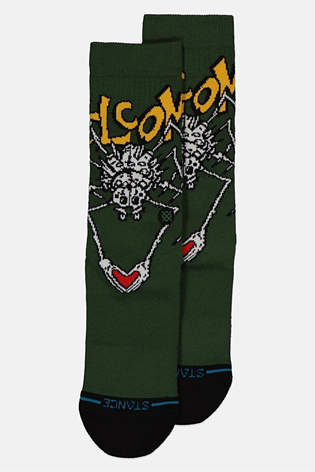 x Welcome Wilbur Men 1 Pair Skateboard Crew Socks, Green