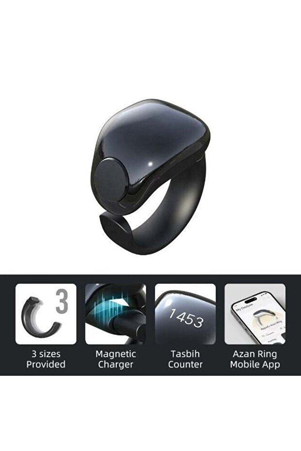 Smart Digital Zikr Ring – Salam in 18mm, 20mm, 22mm