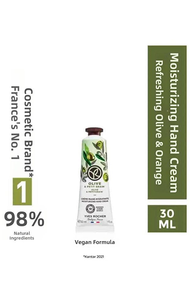 Vegan Moisturizing Hand Cream with Olive and Citrus Extracts 30 ml