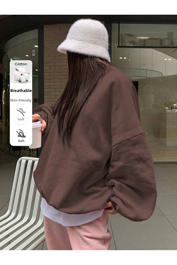 Plain Circular Neck Women's Sweatshirt