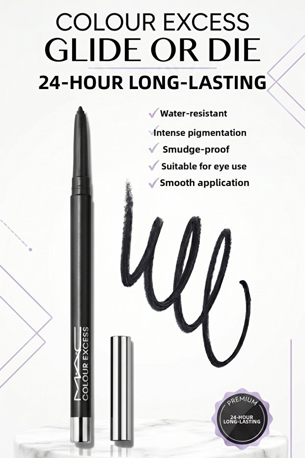 Waterproof Gel Eye Pencil 24 Hours Lasting Intensely Pigmented Smudge-Proof Non-Drip Suitable for In-Eyeline Smooth Version Professional Eyeliner