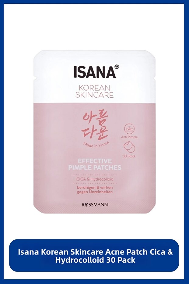 Korean Beauty Cica-Containing Acne & Pimple Dryer, Redness Reducing Hydrocolloid Tape – 30-Pack