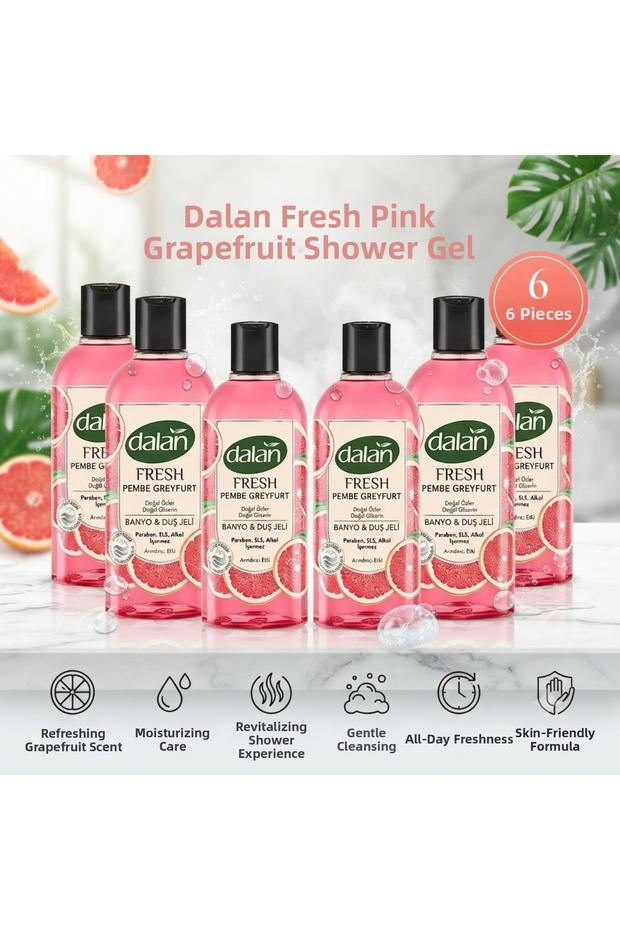 Fresh Pink Grapefruit Shower Gel 500 ml X 6