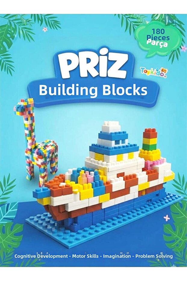 Priz Building Blocks 180 Pieces Educational Puzzle Intelligence Development Motor Skills Toy for Ages 3+