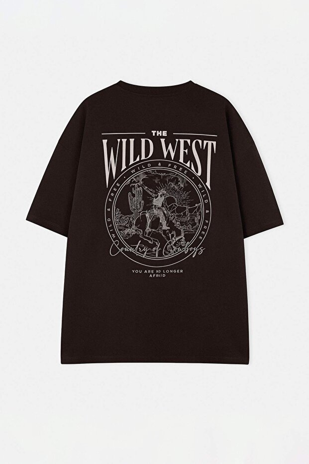 Büyük Beden Kahverengi Oversize/Geniş Kesim %100 Pamuklu T-Shirt TMNSS25BF00008 - 5