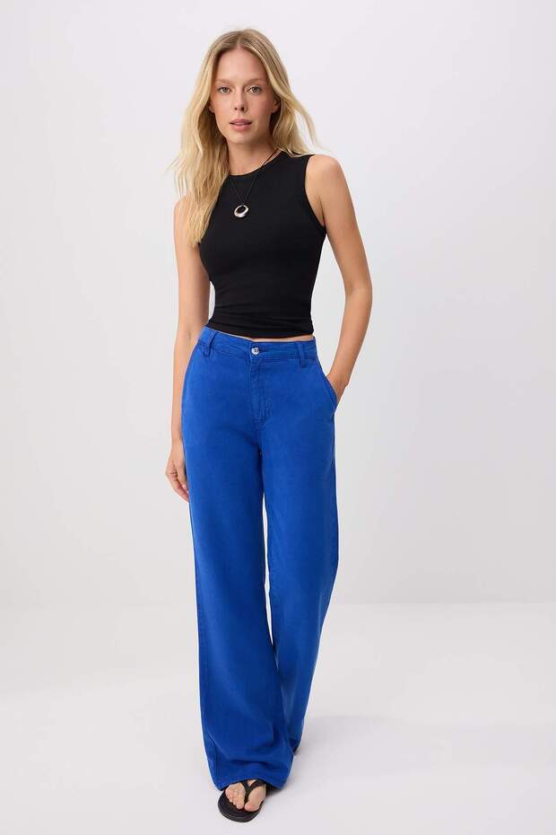 More Sustainable Saks %100 Tencel™ Düşük Bel Wide Leg Jeans TWOSS23JE00219 - 1