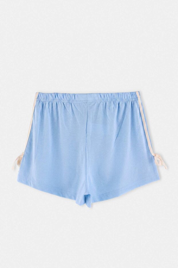 Mavi-Çok Renkli 3'lü Paket %100 Pamuklu Bağlamalı/Fiyonklu Örme Pijama Altı THMSS25PJ00022 - 8