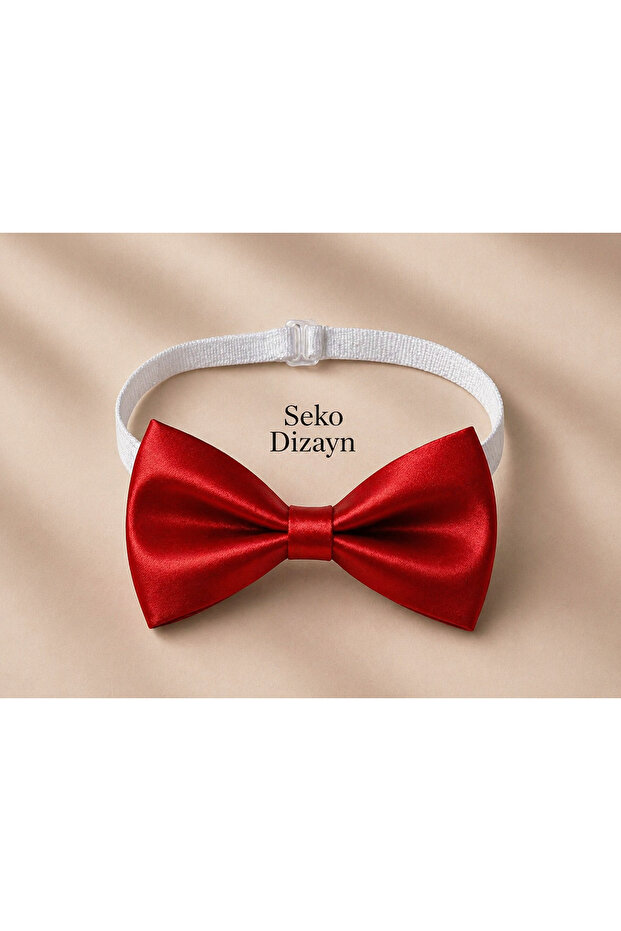 Red Adjustable Bow Tie Satin