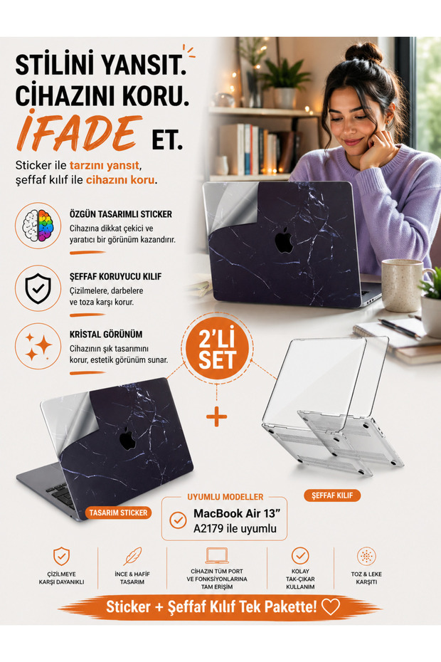 Protective Covering Compatible With Macbook Air Case 13inch Sticking Sticker A2179 Laptop Marble14