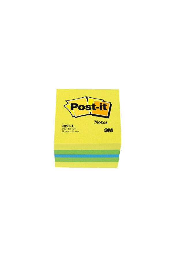 Post-it® Neon 51 Sticky Notes Cube - 3