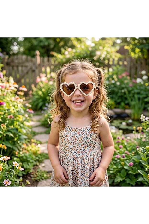 Girl's Heart Sunglasses Cream (Boxed)