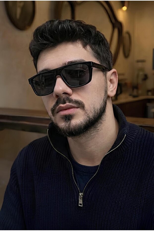 نظارة شمسية Lorenzo عالية الجودة بإطار من العظم والمطاط، باللون الأسود، للجنسين