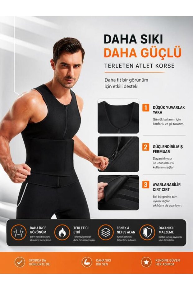 Unisex Zippered Slimming Sauna Vest Corset Athlete Enhanced Fitness and Body Shaping
