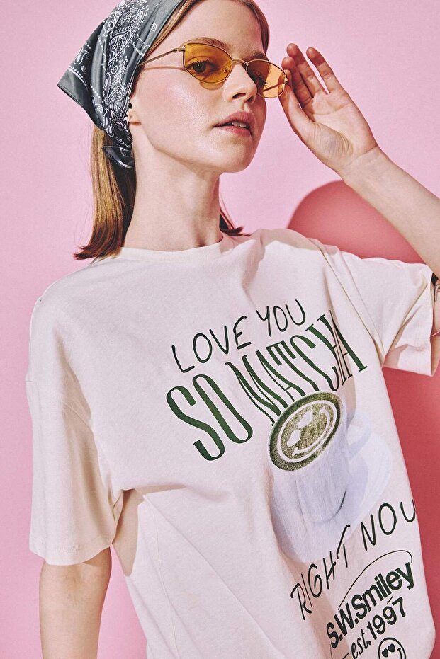 100% Cotton Smileyworld Oversized Crew Neck Printed Short Sleeve T-Shirt H5903Ax26Sm