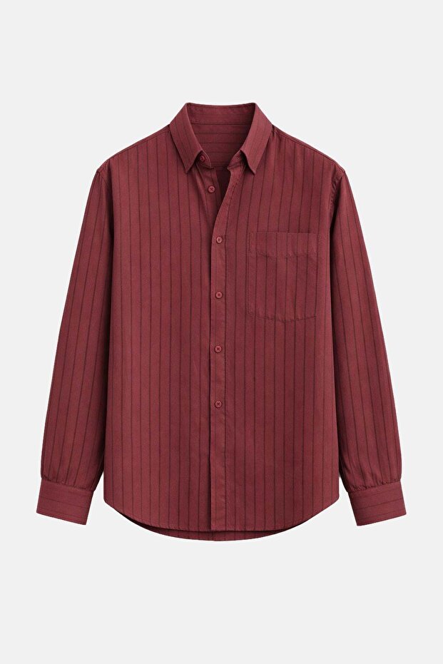 Modal fabric striped oversize shirt burgundy