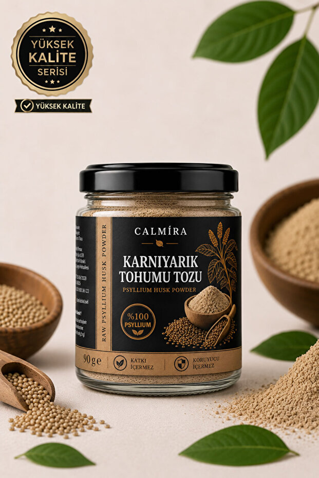 CALMİRA Karnıyarık Tohumu Tozu 90g | Psyllium Husk Powder | Karnı Yarık Otu %100 Saf
