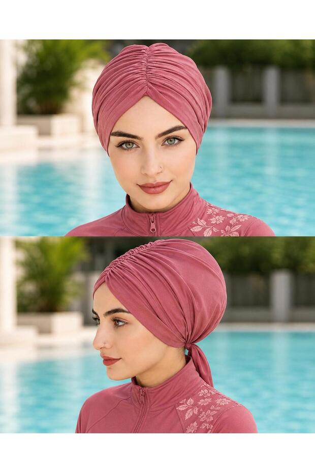 ملابس السباحة العلوية المتوافقة مع Hijab Back Tie Bone Lilac
