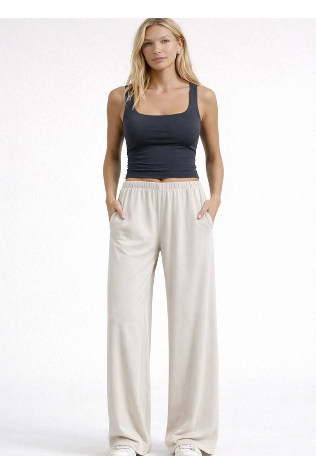 Stone Color Modal Blend Pants